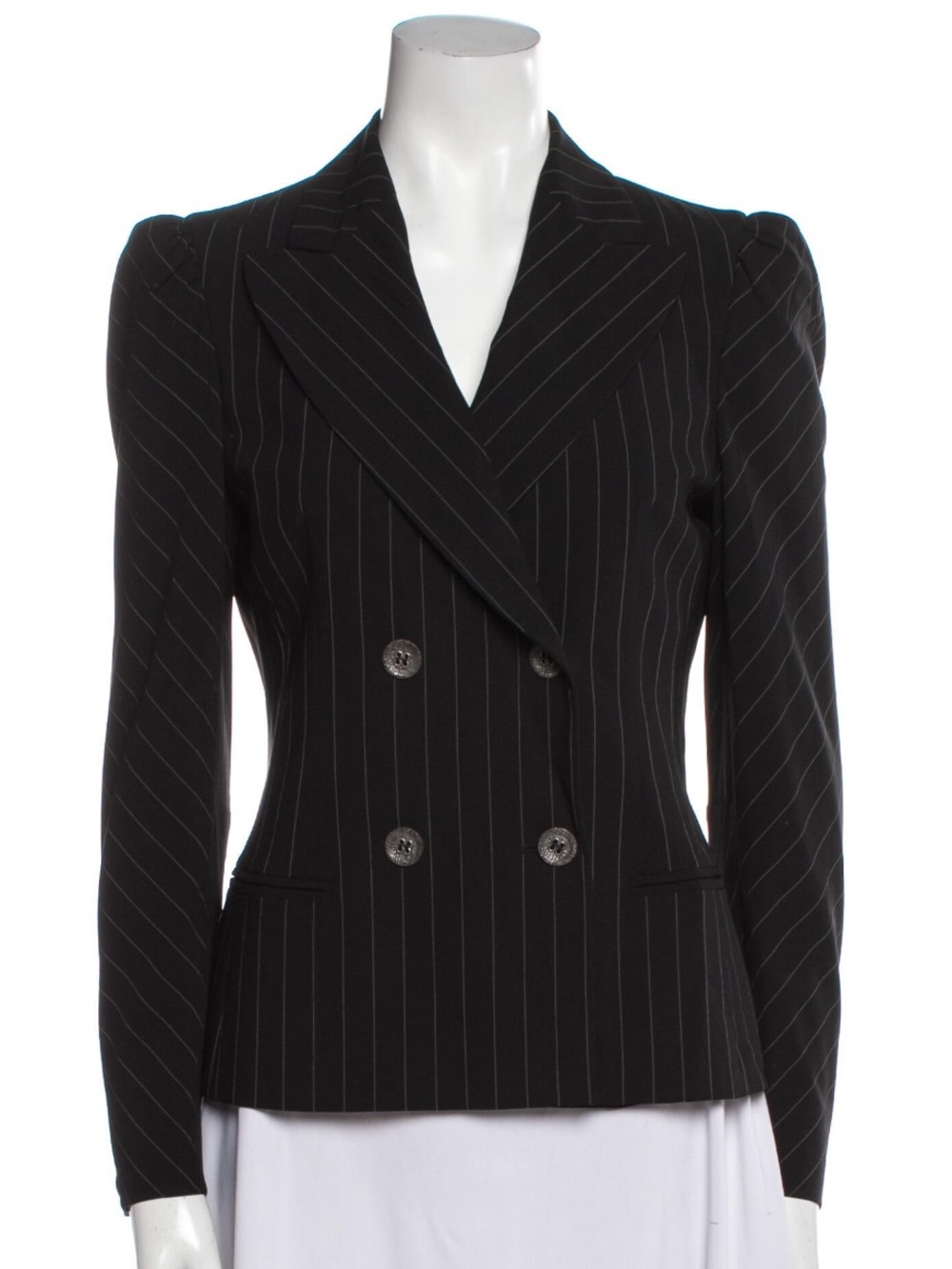 Vintage Moschino “Cruise Me Baby” Black
Virgin Wool Striped Blazer